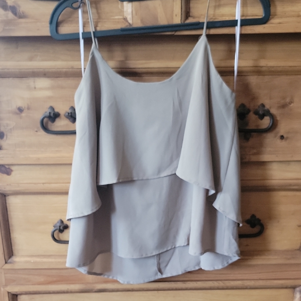 Paper Crane Tan Asymmetrical Tiered Camisole